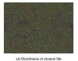 LiF改性后NCM811正极材料的SEM照片及 Ni、Co、Mn和F元素的面分布图