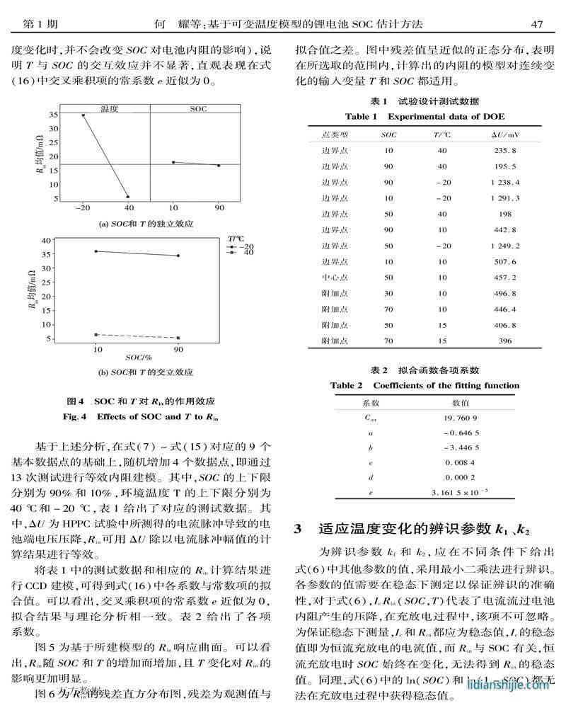 基于可变温度模型的锂电池SOC估计方法
