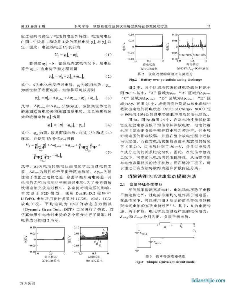 磷酸铁锂电池梯次利用健康特征参数提取方法