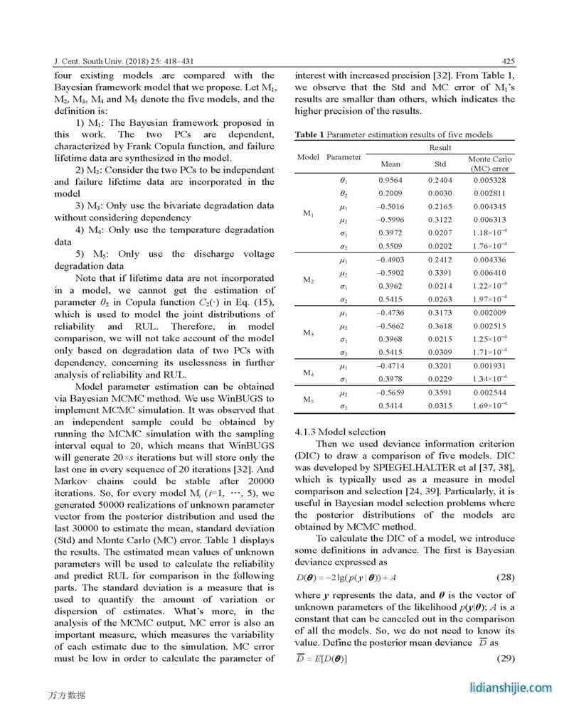 卫星蓄电池二元性能退化和寿命数据的贝叶斯模型