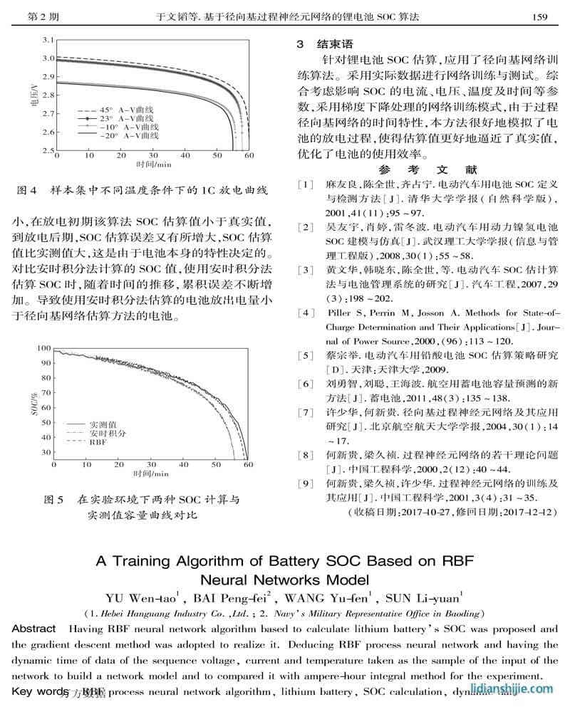 基于径向基过程神经元网络的锂电池SOC算法