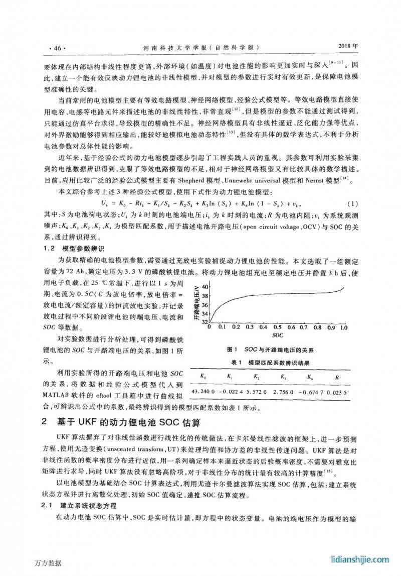 无迹卡尔曼滤波对锂电池荷电状态估算的研究