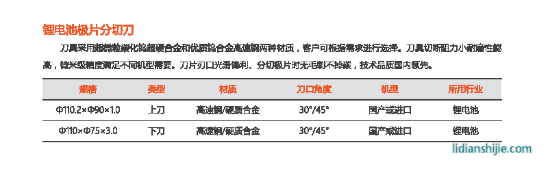 星之际锂电池极片分切刀φ110性能参数