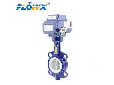 弗雷西 电动对夹蝶阀 铸铁蝶阀 PTFE