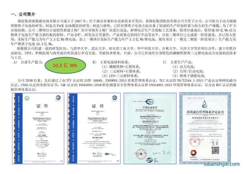 骆驼集团新能源电池有限公司2023年上半年环境信息公示报告